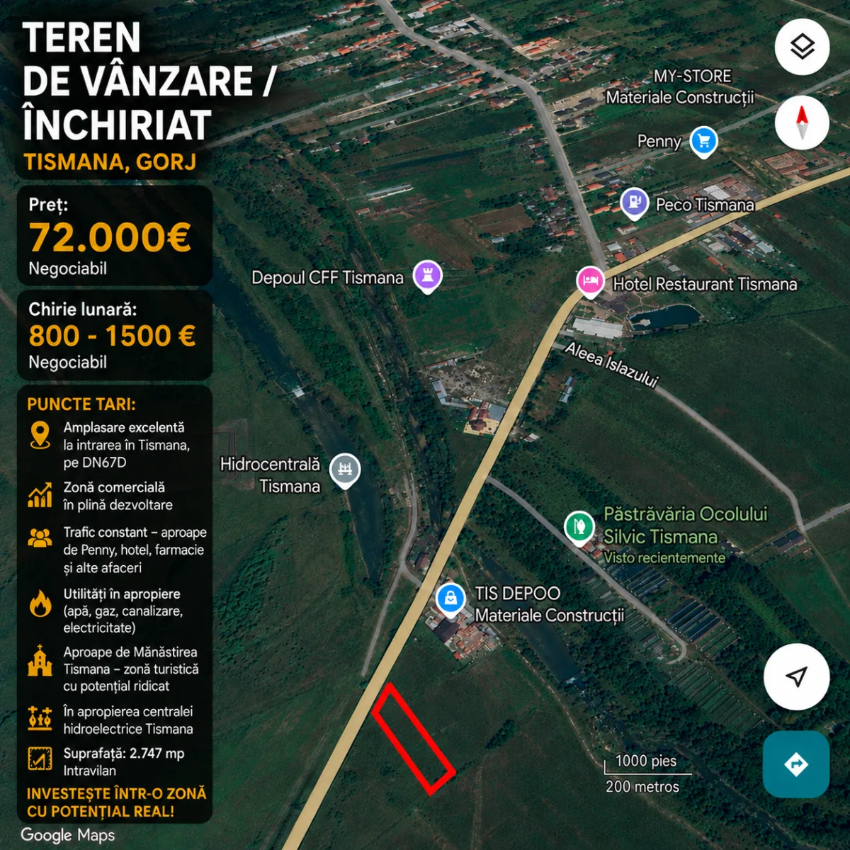 Teren de Vânzare sau Închiriere – Tismana, Gorj - imagine 1